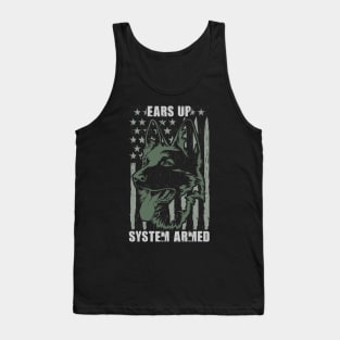 ears up system armed dog american flag Tank Top